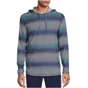 Rowm Mens size Large Striped Thin Active Hoodie Wicking Recreation Grungecore